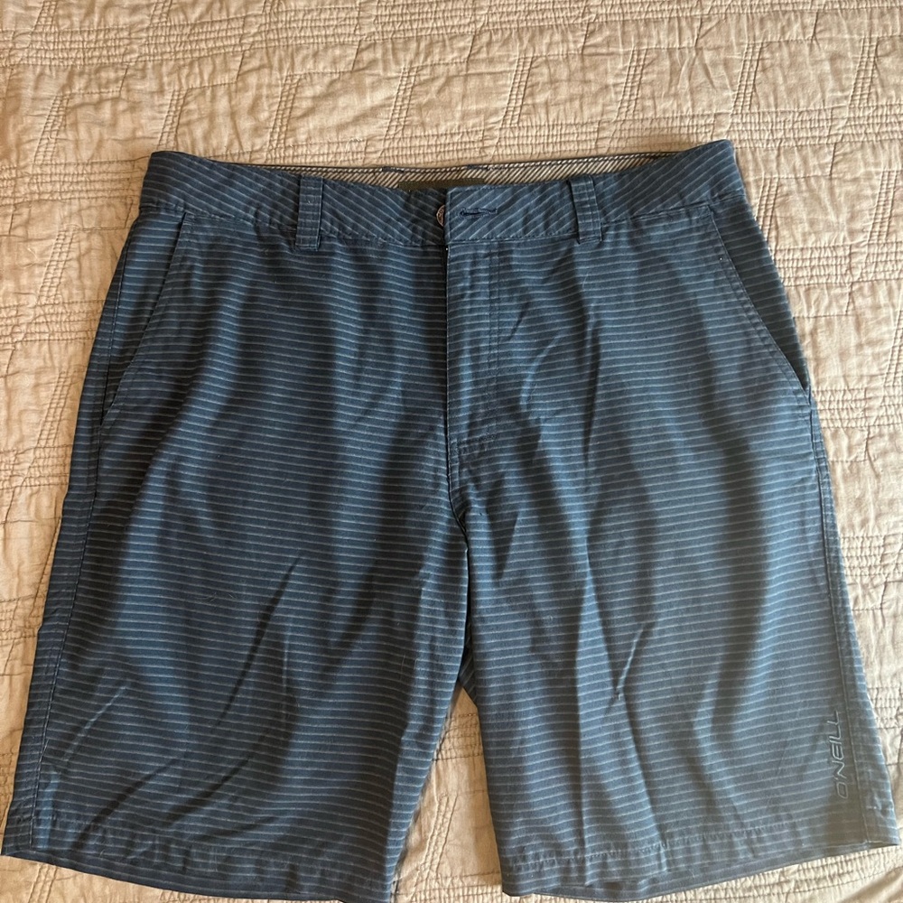 O'Neill Blue Striped Flat Front Shorts Lightweight Classic